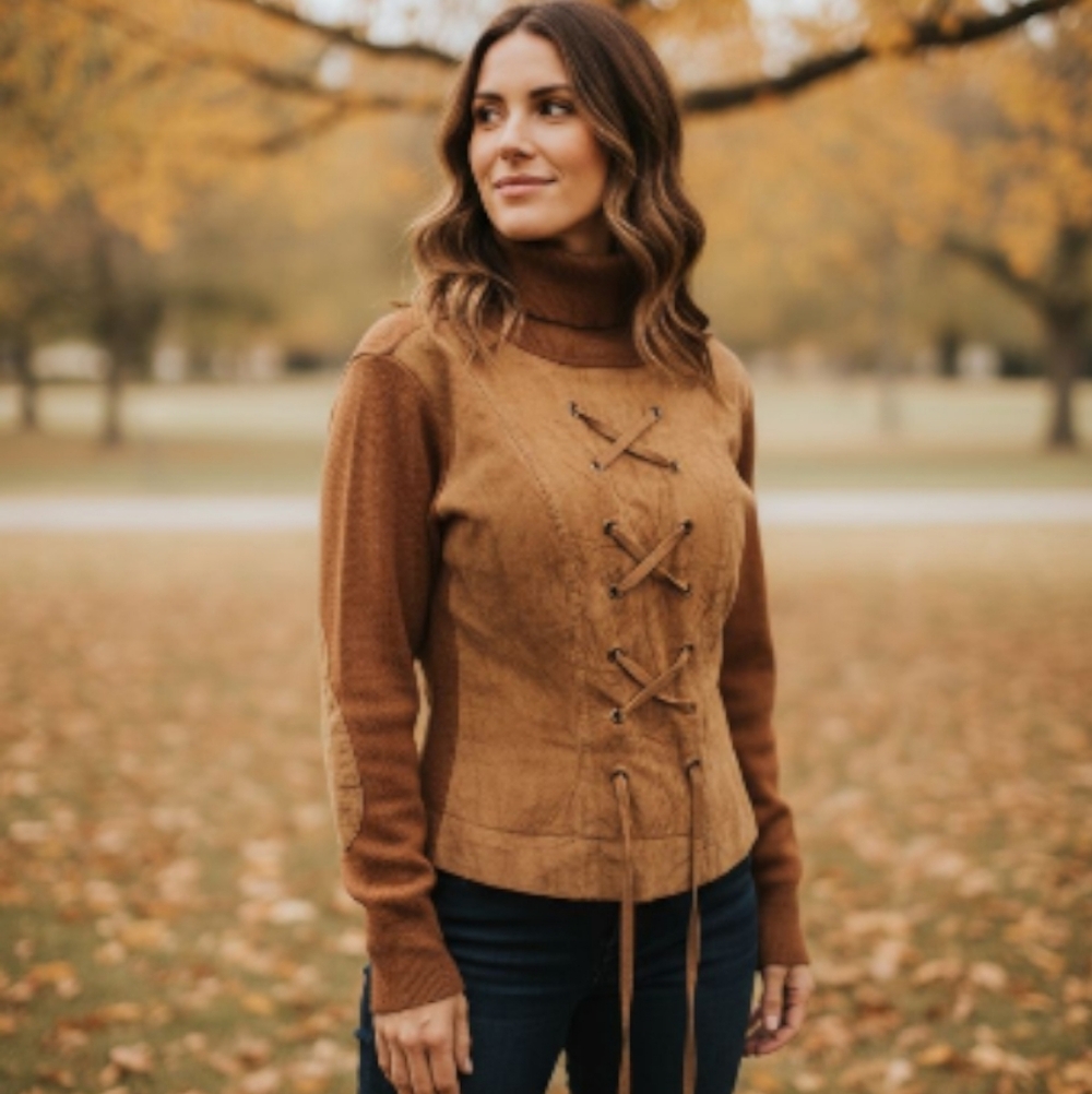 Vintage Knit & Suede Corset Sweater